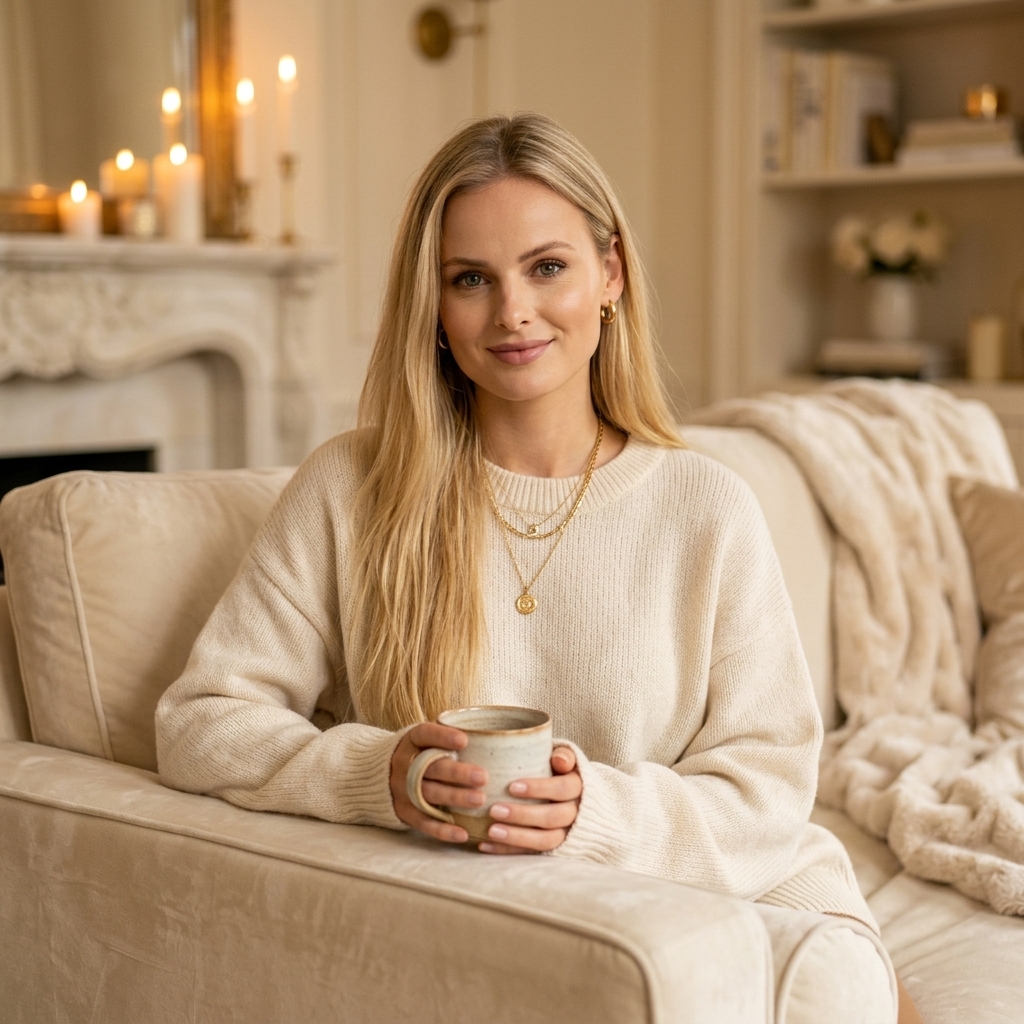 Jenna enjoying a cozy wellness moment